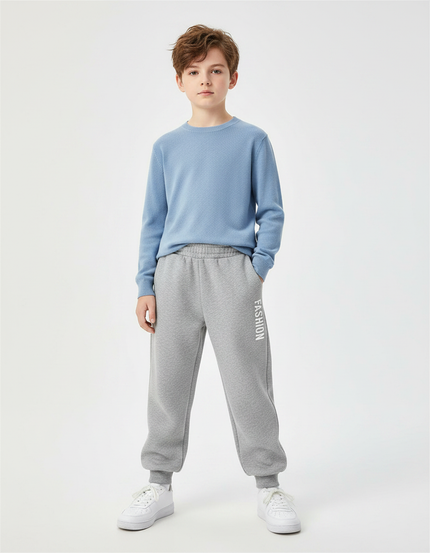 Pantalon Gris Jogging Lettres Imprimées Sport Décontracté - Molleton