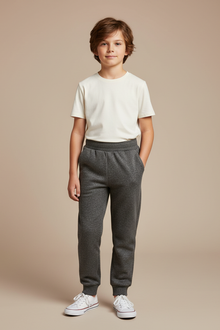 Pantalon Gris Molletonné Décontracté Confortable Enfant