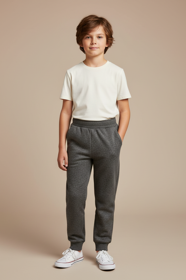 Pantalon Gris Molletonné Décontracté Confortable Enfant