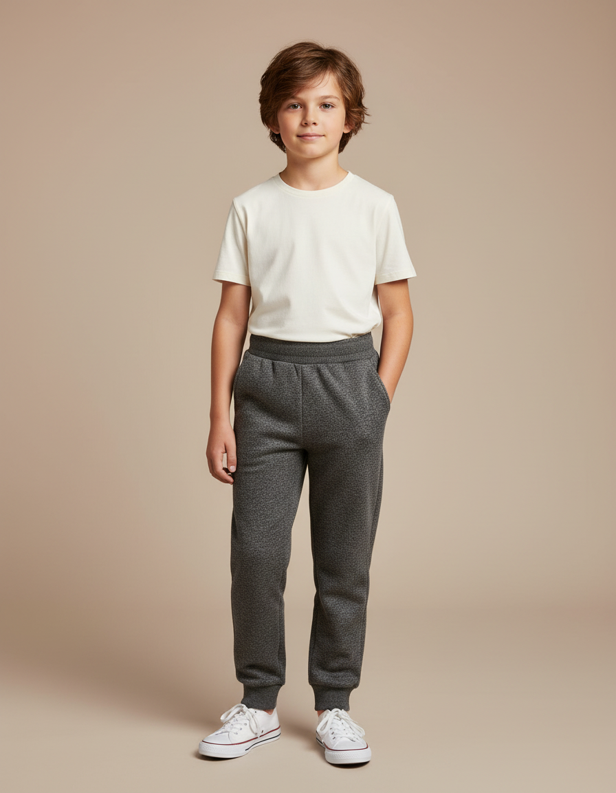 Pantalon Gris Molletonné Décontracté Confortable Enfant