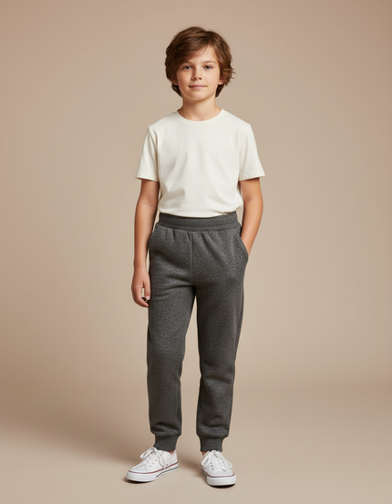 Pantalon Gris Molletonné Décontracté Confortable Enfant