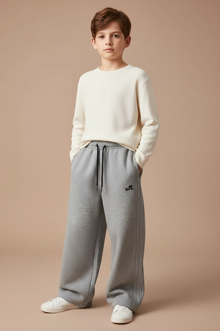 Pantalon Gris Ample Décontracté Coton Enfant - Molleton