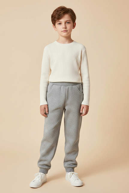 Pantalon Gris Molletonné Confortable Décontracté Enfant