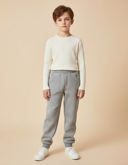 Pantalon Gris Molletonné Confortable Décontracté Enfant