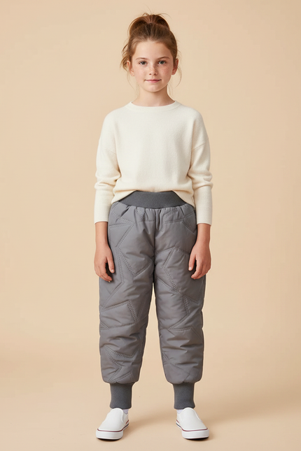 Pantalon Gris Matelassé Motif Étoiles Enfant Chaud - Polyester