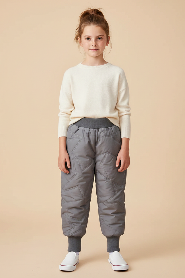 Pantalon Gris Matelassé Motif Étoiles Enfant Chaud - Polyester