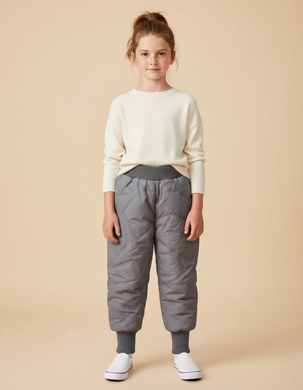 Pantalon Gris Matelassé Motif Étoiles Enfant Chaud - Polyester