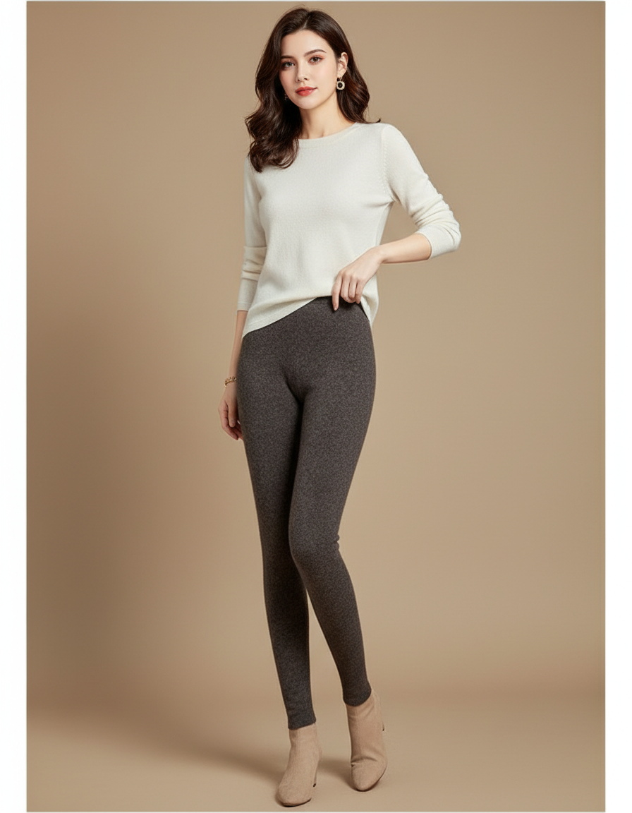 Pantalon Skinny Gris Femme - Laine