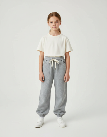 Pantalon Gris Molletonné Ample Doux Enfant