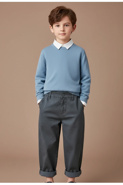 Pantalon Gris Décontracté Ample Coton Enfant