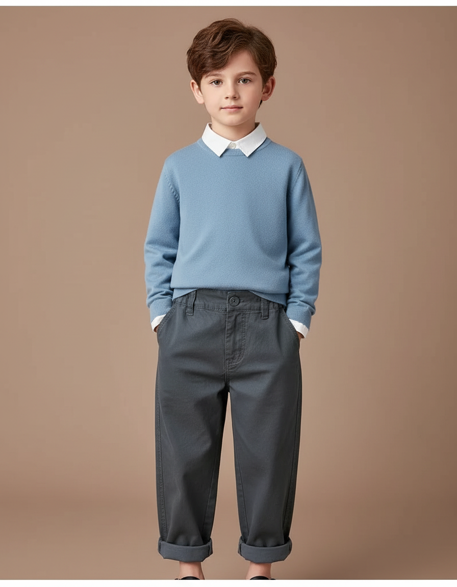 Pantalon Gris Décontracté Ample Coton Enfant
