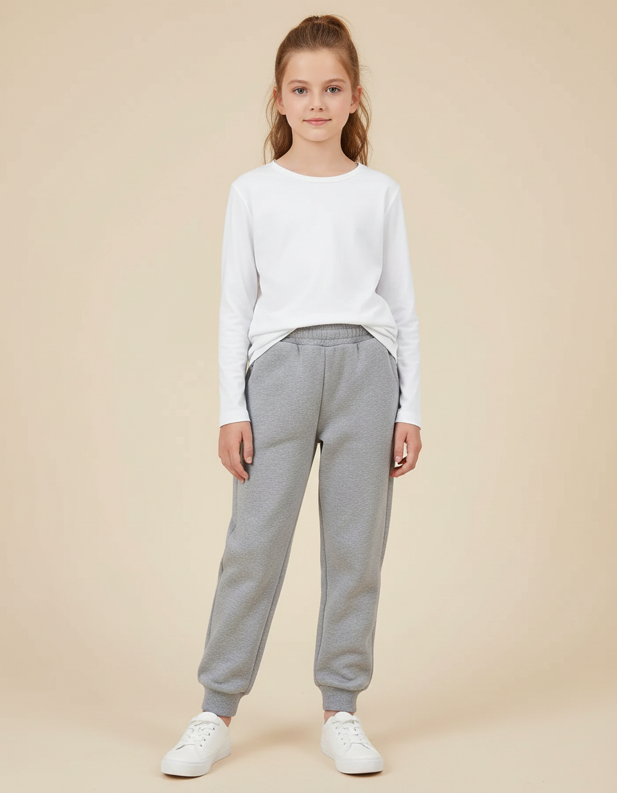 Pantalon Gris Jogging Molletonné Enfant Décontracté