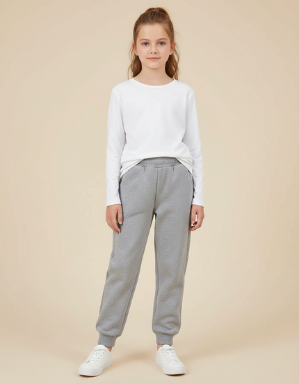 Pantalon Gris Jogging Molletonné Enfant Décontracté