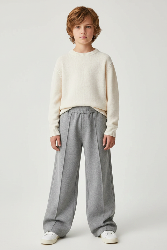 Pantalon Gris Ample Décontracté Molletonné Enfant Sport