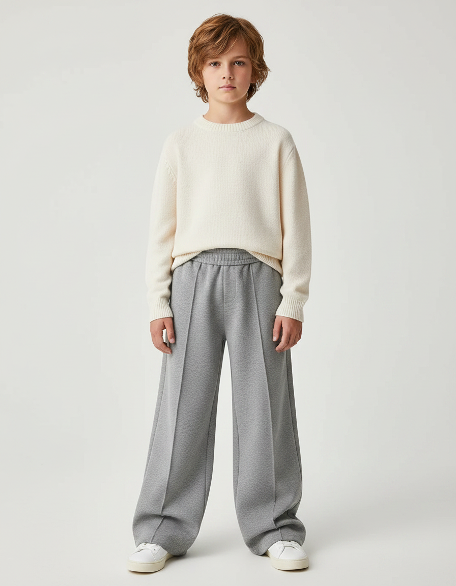 Pantalon Gris Ample Décontracté Molletonné Enfant Sport