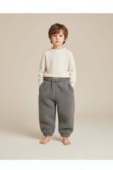 Pantalon Gris Polaire Doux Chaud Ample Enfant - Molleton