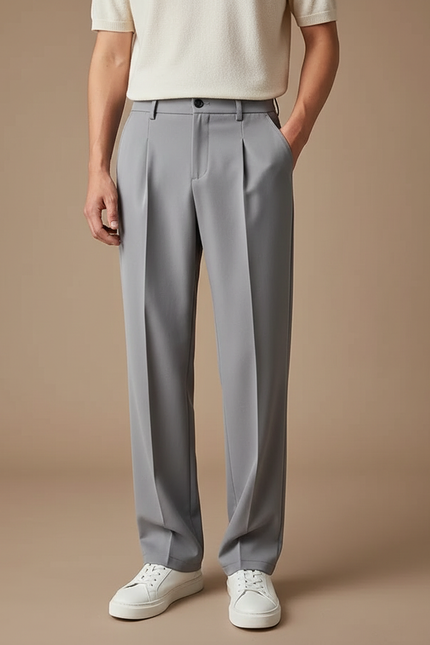 Pantalon À Pince Gris - Polyester
