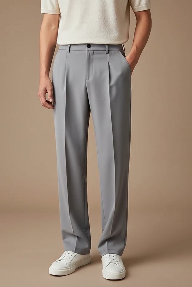 Pantalon À Pince Gris - Polyester