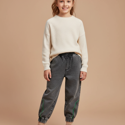 Pantalon Gris Décontracté Ample Denim Enfant - Jean