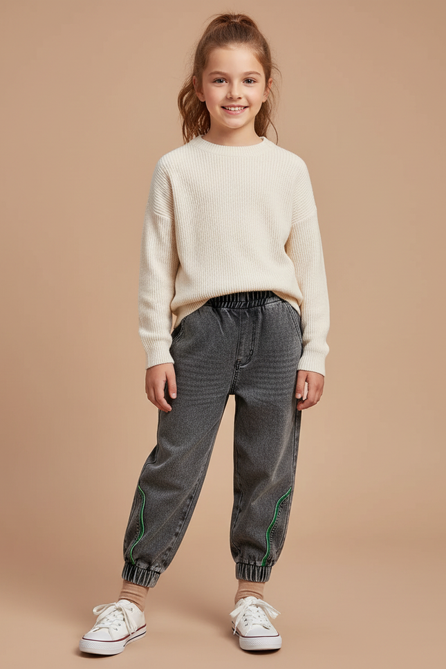 Pantalon Gris Décontracté Ample Denim Enfant - Jean