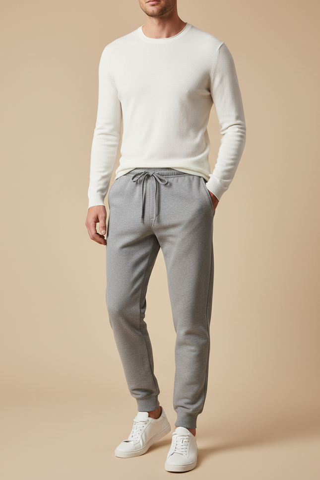 Pantalon Gris Cordon De Serrage Jogging Homme - Molleton