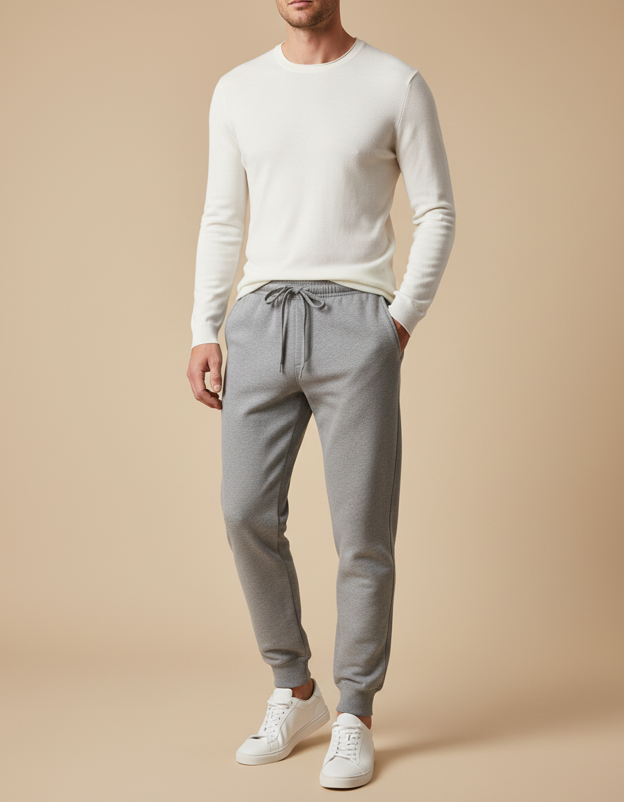 Pantalon Gris Cordon De Serrage Jogging Homme - Molleton