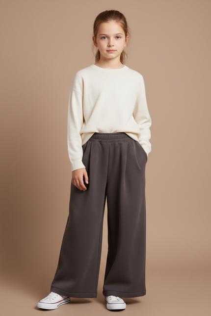 Pantalon Gris Large Décontracté Confortable Enfant - Molleton