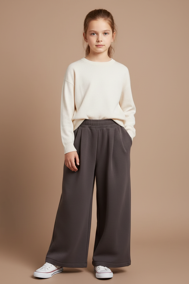 Pantalon Gris Large Décontracté Confortable Enfant - Molleton