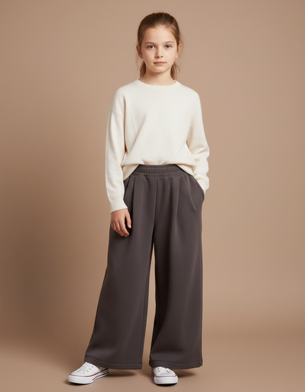 Pantalon Gris Large Décontracté Confortable Enfant - Molleton
