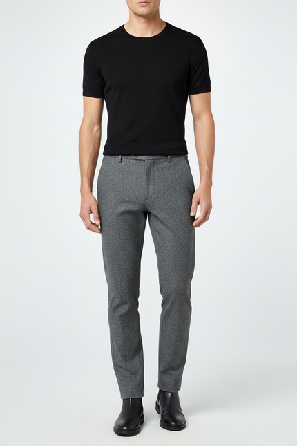 Pantalon Gris Pied De Poule - Laine