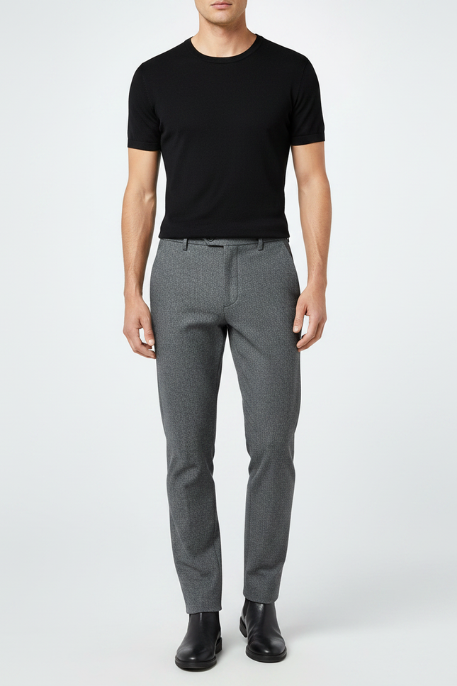 Pantalon Gris Pied De Poule - Laine