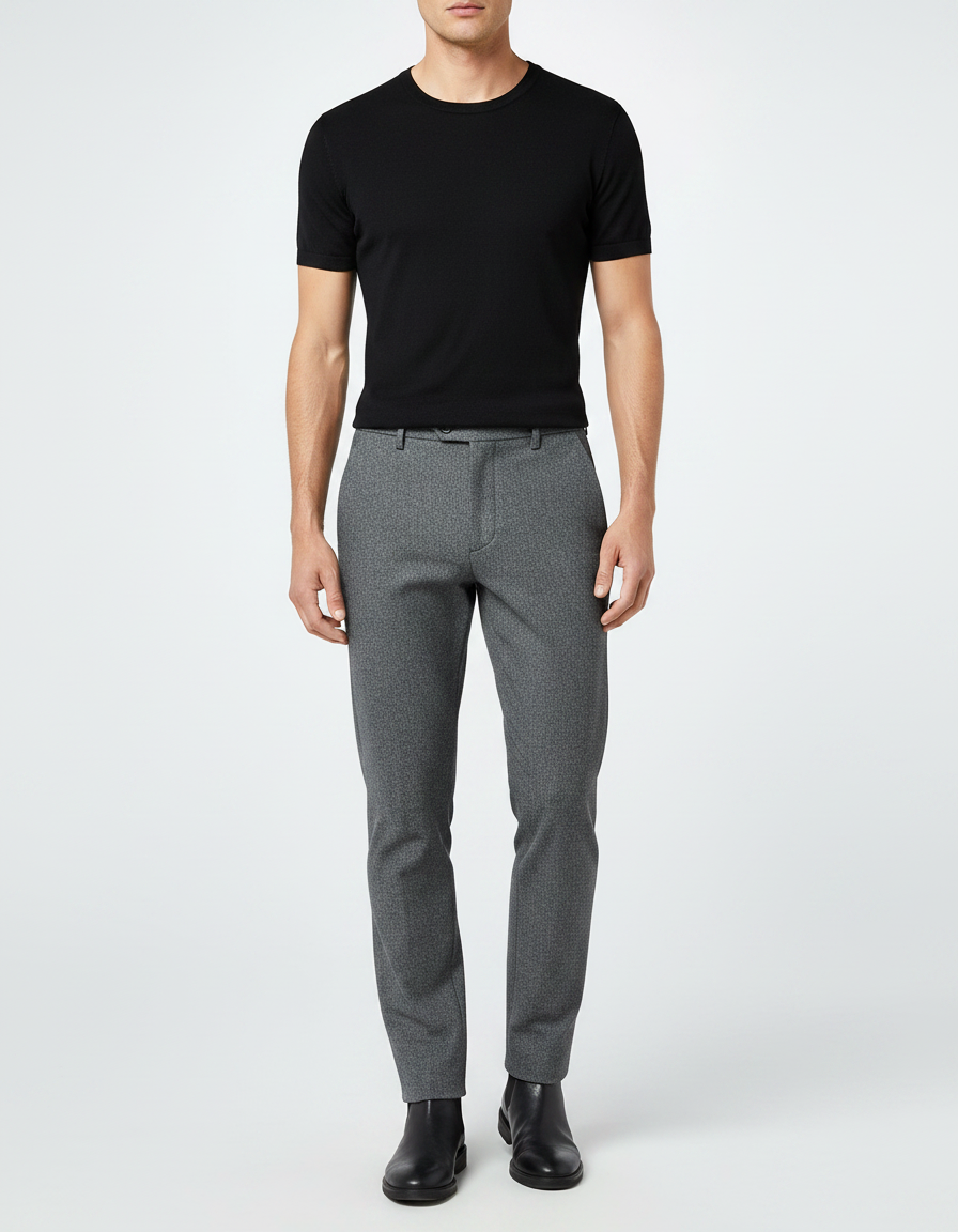 Pantalon Gris Pied De Poule - Laine