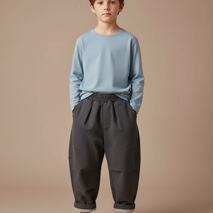 Pantalon Gris Ample Décontracté Chaud Enfant - Molleton