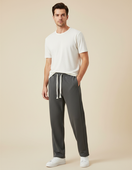 Pantalon Gris Homme Sport Coton Ample Cordon - Molleton