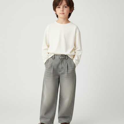 Pantalon Gris Ample Décontracté Enfant Garçon - Jean