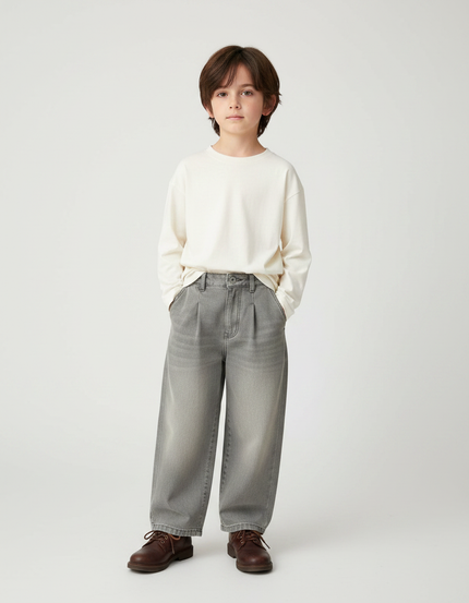 Pantalon Gris Ample Décontracté Enfant Garçon - Jean