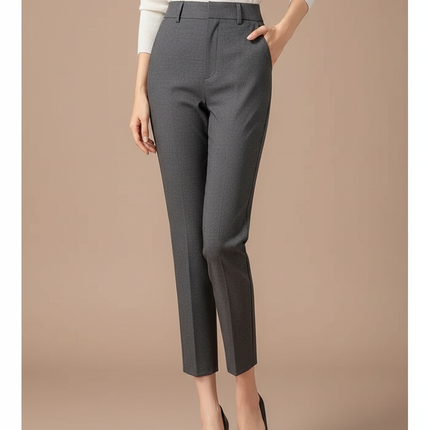 Pantalon De Costume Gris Femme - Gabardine