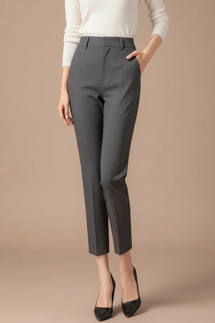 Pantalon De Costume Gris Femme - Gabardine