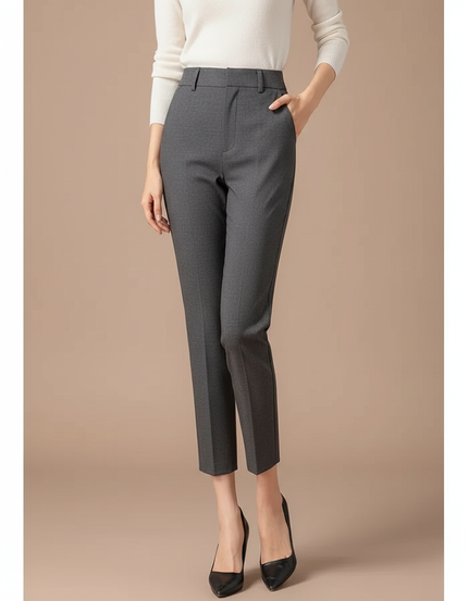Pantalon De Costume Gris Femme - Gabardine