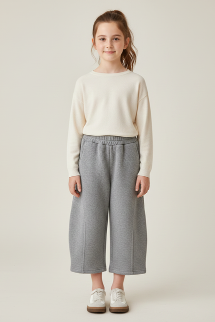 Pantalon Gris Molletonné Ample Confortable Enfant