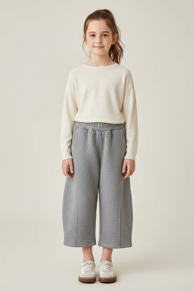 Pantalon Gris Molletonné Ample Confortable Enfant