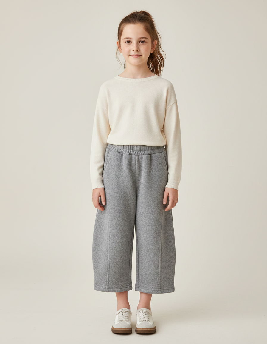 Pantalon Gris Molletonné Ample Confortable Enfant
