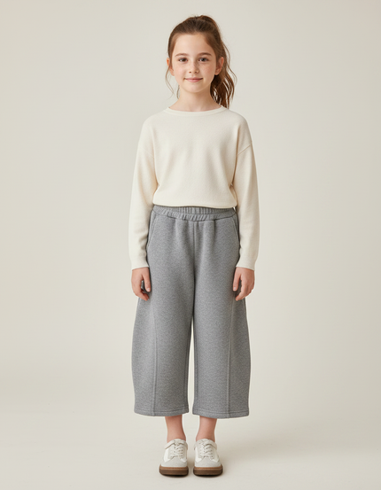 Pantalon Gris Molletonné Ample Confortable Enfant