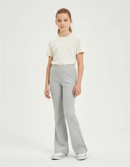 Pantalon Gris Évasé Confortable Décontracté Fille - Molleton