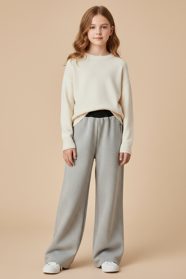 Pantalon Gris Ample Décontracté Confortable Coton - Molleton