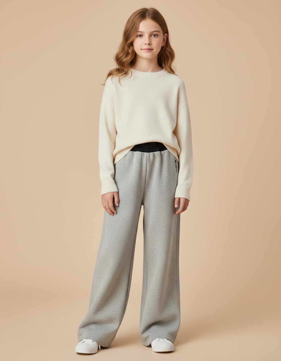 Pantalon Gris Ample Décontracté Confortable Coton - Molleton
