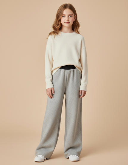 Pantalon Gris Ample Décontracté Confortable Coton - Molleton