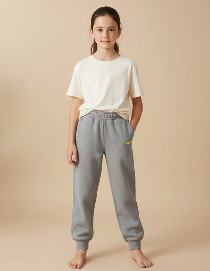 Pantalon Gris Jogging Molletonné Décontracté Enfant