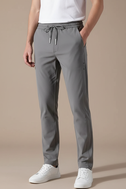 Pantalon Gris Homme Décontracté Sportif Cordon Élastique - Polyester