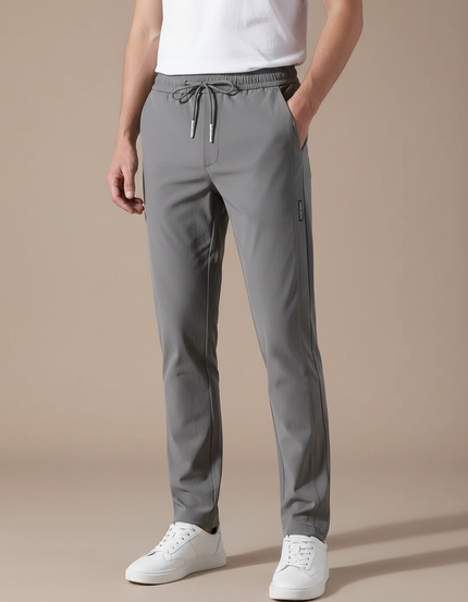 Pantalon Gris Homme Décontracté Sportif Cordon Élastique - Polyester